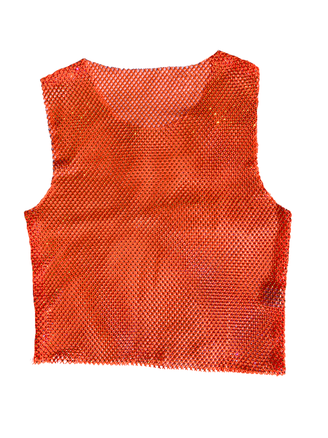 RHINESTONE SLEEVELESS TOP - ORANGE