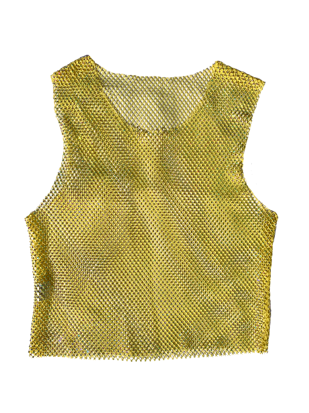 RHINESTONE SLEEVELESS TOP - YELLOW