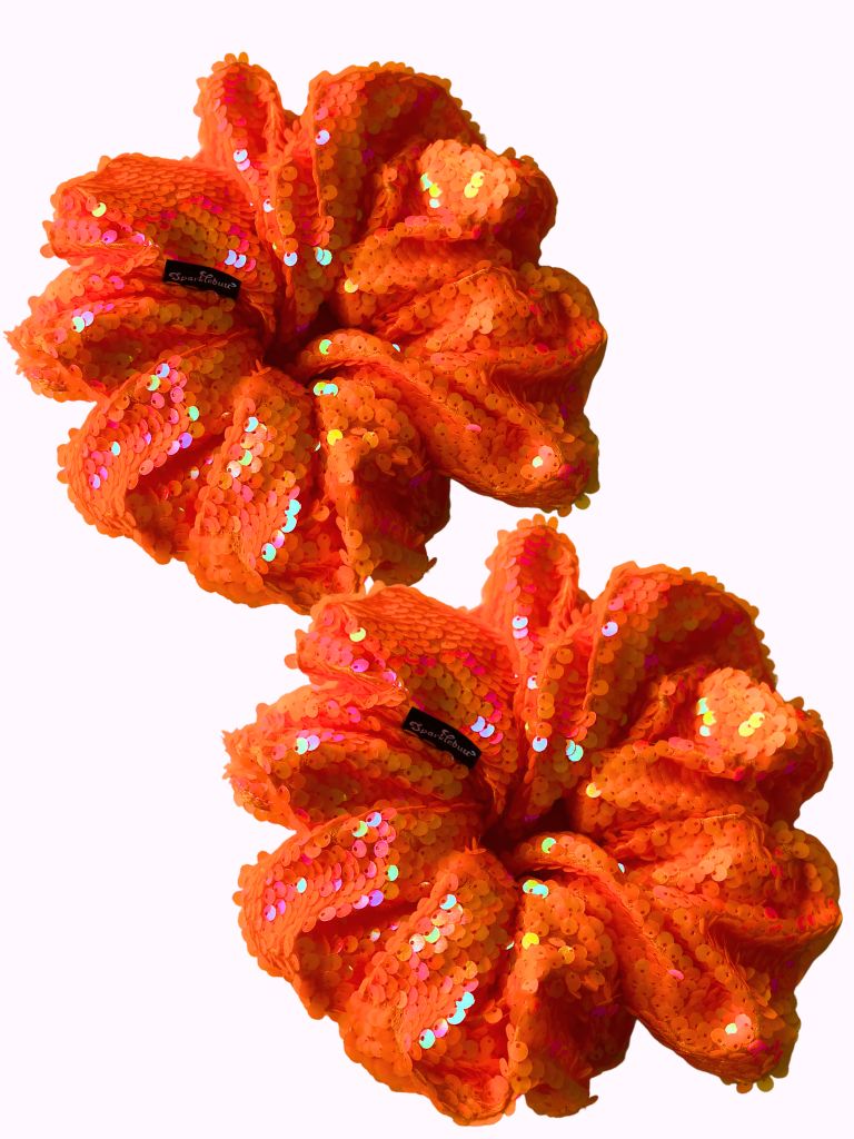 ORANGE OVERSIZED SEQUIN SCRUNCHIE SET