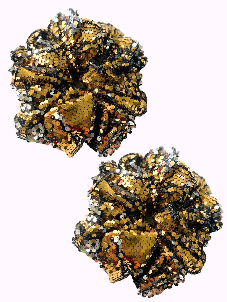 GOLD OVERSIZED SEQUIN SCRUNCHIE SET