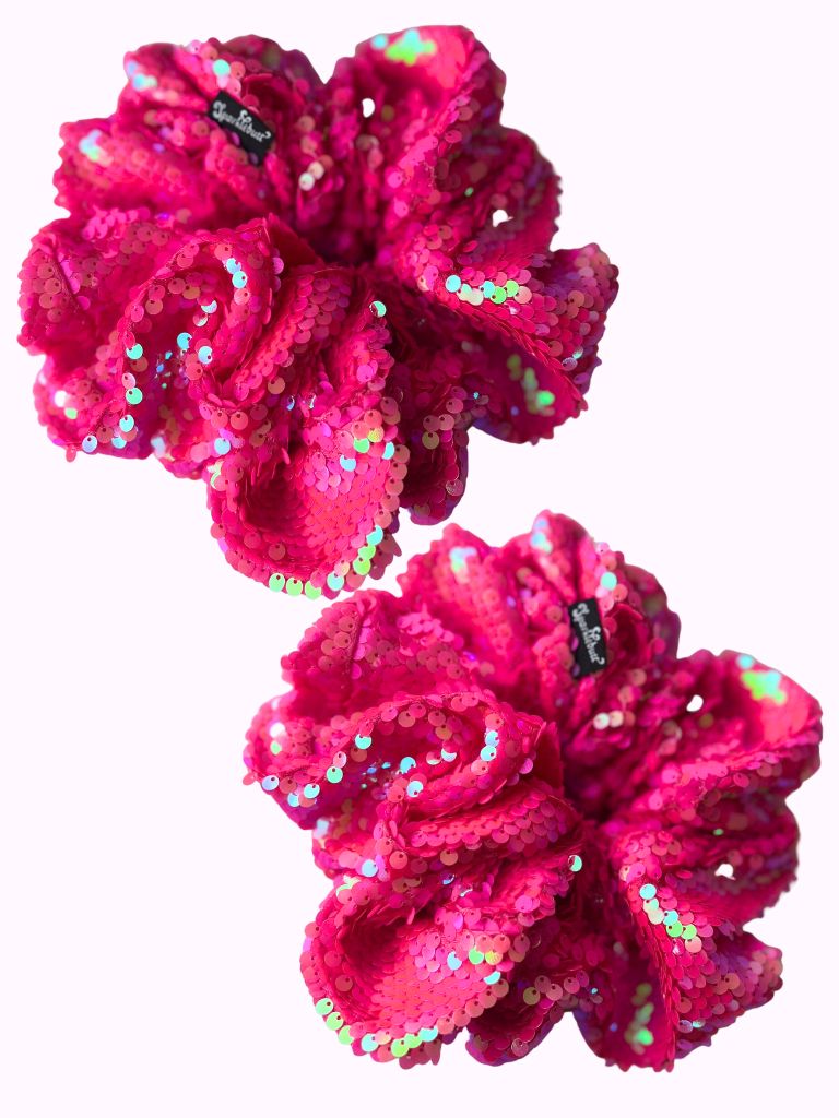 PINK OVERSIZED SEQUIN SCRUNCHIE SET