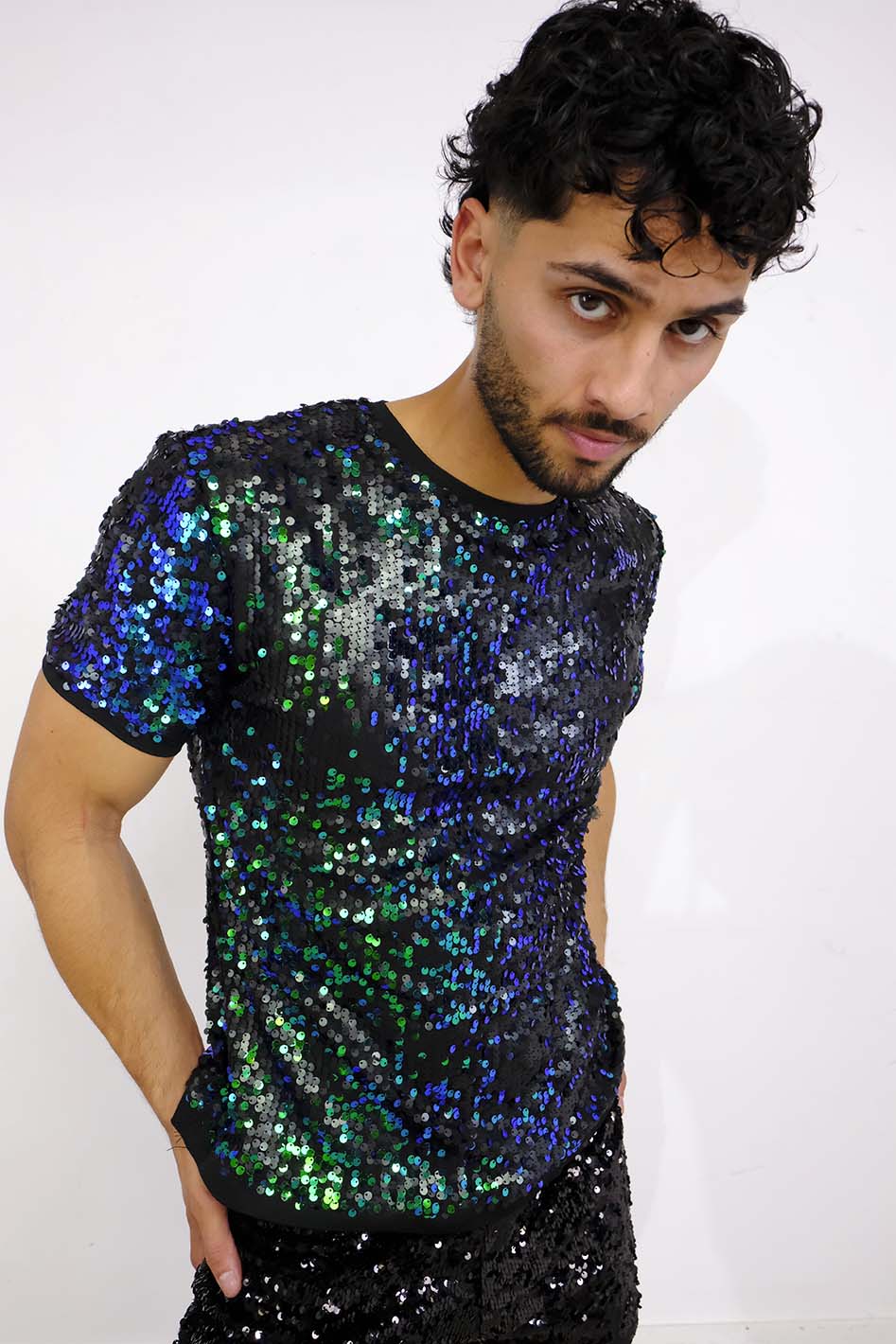 GREEN SEQUIN T-SHIRT